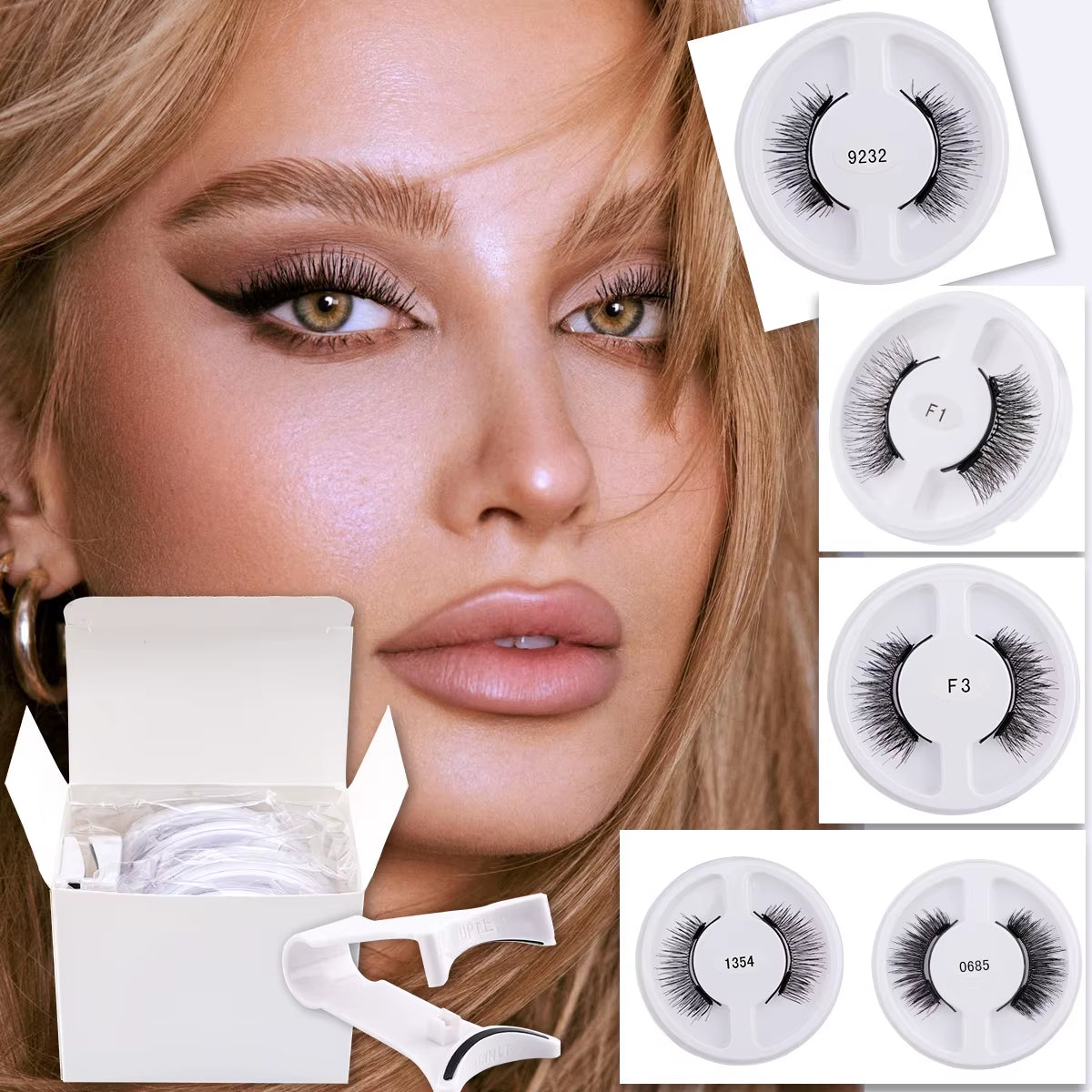 Elevate Your Look with Our Wholesale Reusable Magnetic False Eyelashes - 5 Pairs Magnetic Eyelash Kit with Tweezers for Stunning Makeup Styles