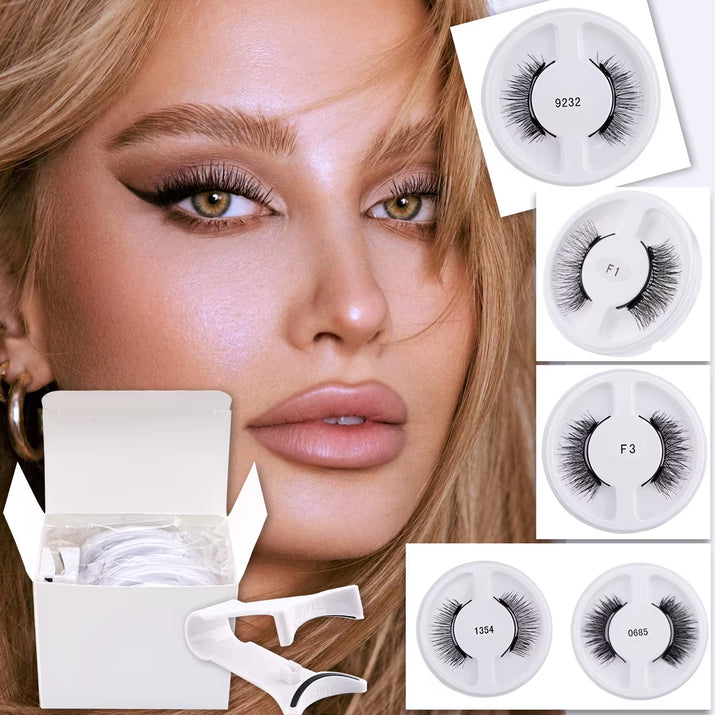 Elevate Your Look with Our Wholesale Reusable Magnetic False Eyelashes - 5 Pairs Magnetic Eyelash Kit with Tweezers for Stunning Makeup Styles