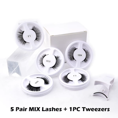 Elevate Your Look with Our Wholesale Reusable Magnetic False Eyelashes - 5 Pairs Magnetic Eyelash Kit with Tweezers for Stunning Makeup Styles