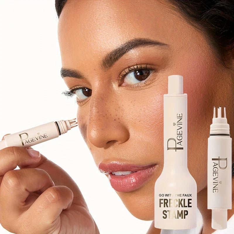Transform Your Look with the 4-In-1 Natural Freckle Stamp Pen - Effortless, Waterproof, and Fast-Drying Fake Freckles for Stunning Makeup!